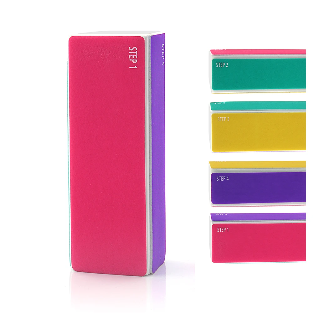 Colorful Nail File Grinding Sanding Polishing Block Buffing 4 Steps Nail Polish Buffer File