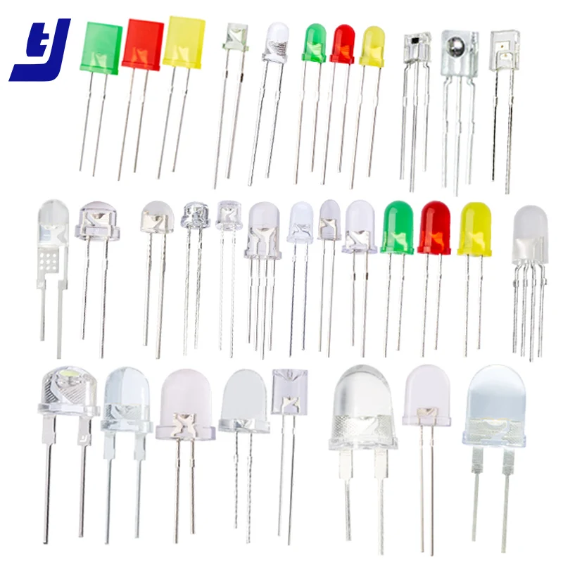 Through Hole DIP LED Diode 2mm 3mm 5mm 8mm 10mm White Red Green Blue Yellow  Flashing Round Oval Flat Top Rectangle Bullet