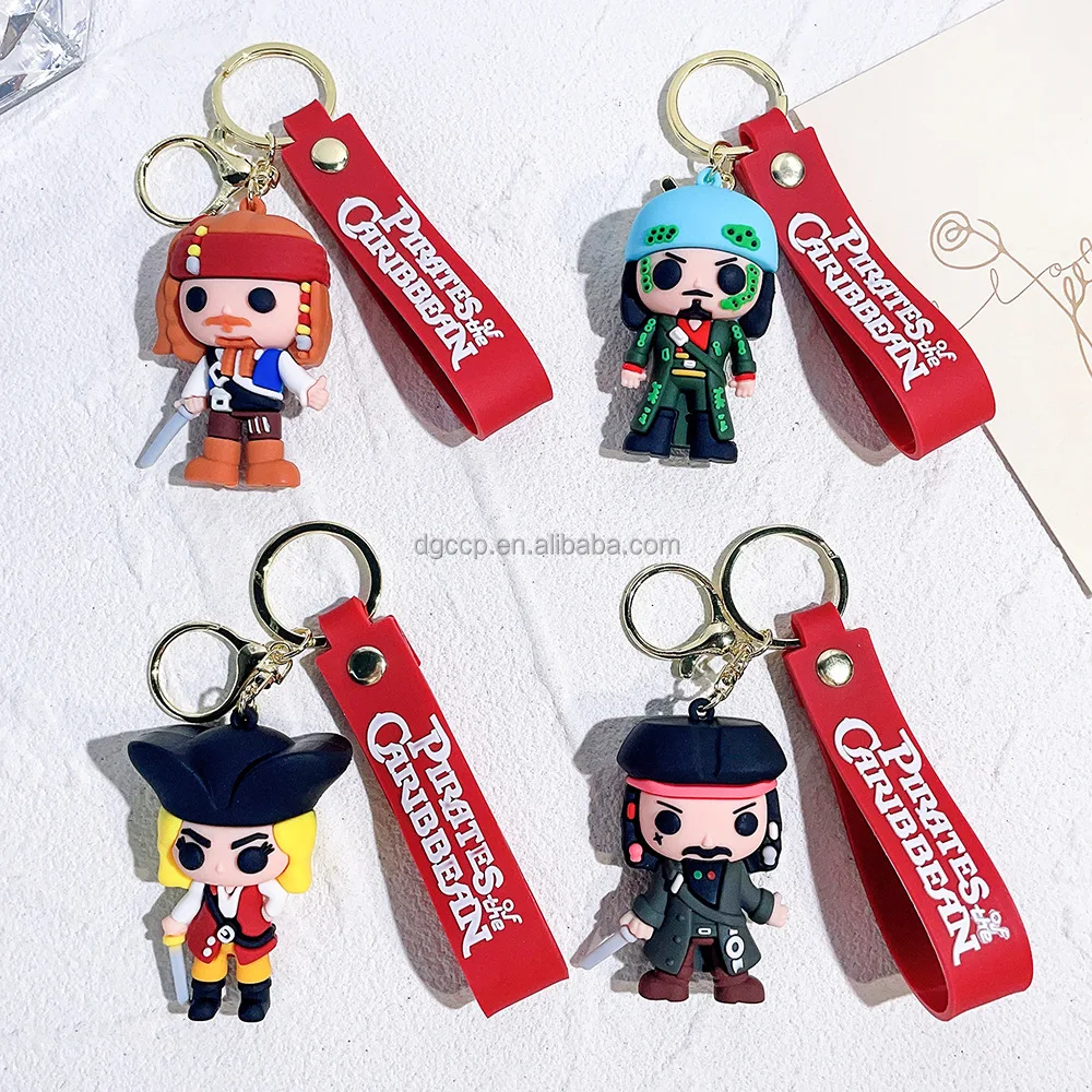 Pirates of the Caribbean keychain 3d pvc rubber keychain pendant Pirates of the Caribbean key chain