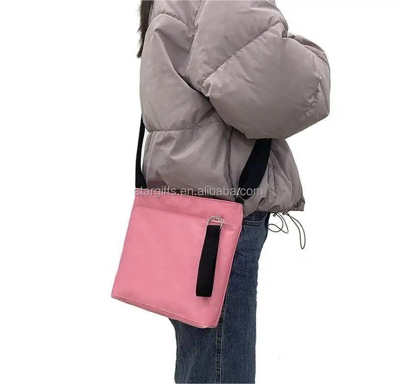 2024 Warmly Welcomed Portable Durable RPET Material Oxford lady Girls Storage Carry Pink Crossbody Sling Bags for Women