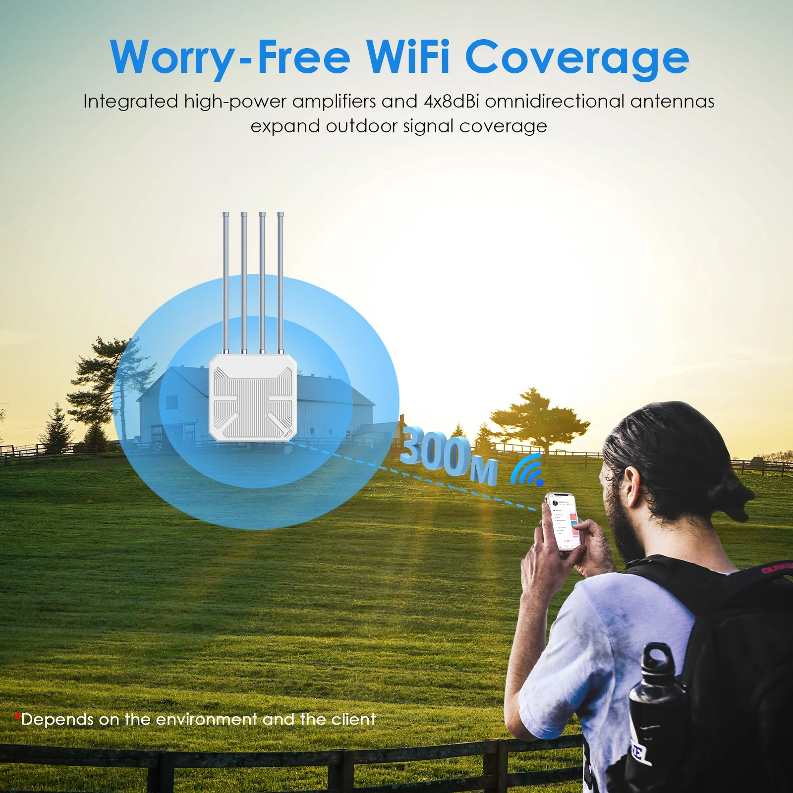 China Hotsale High Power WIFI6 AX3000 HighPower Waterproof Outdoor Router Wireless AP WIFI Repeater POE Router