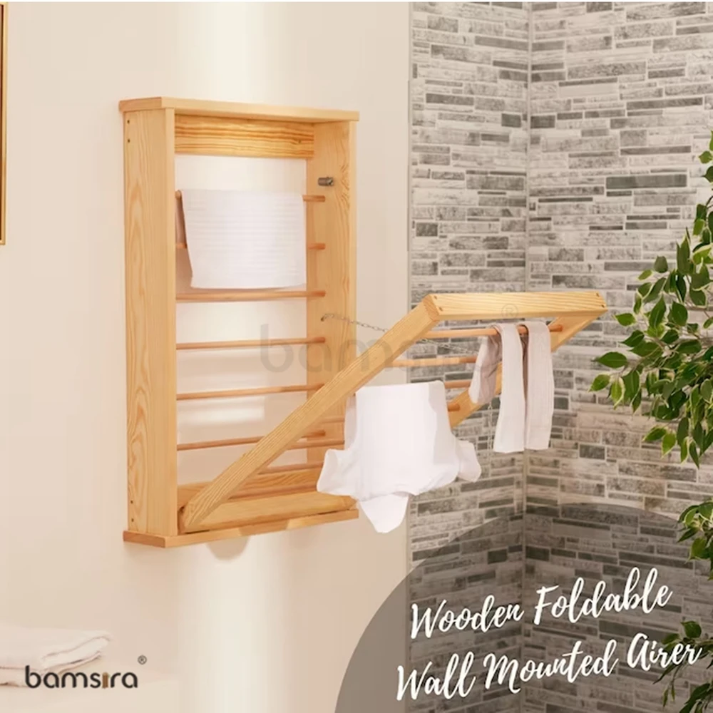 OEM/ODM Wholesales Wooden Portable Dryer Clothes Cabinet Wall Mounted Drying Rack