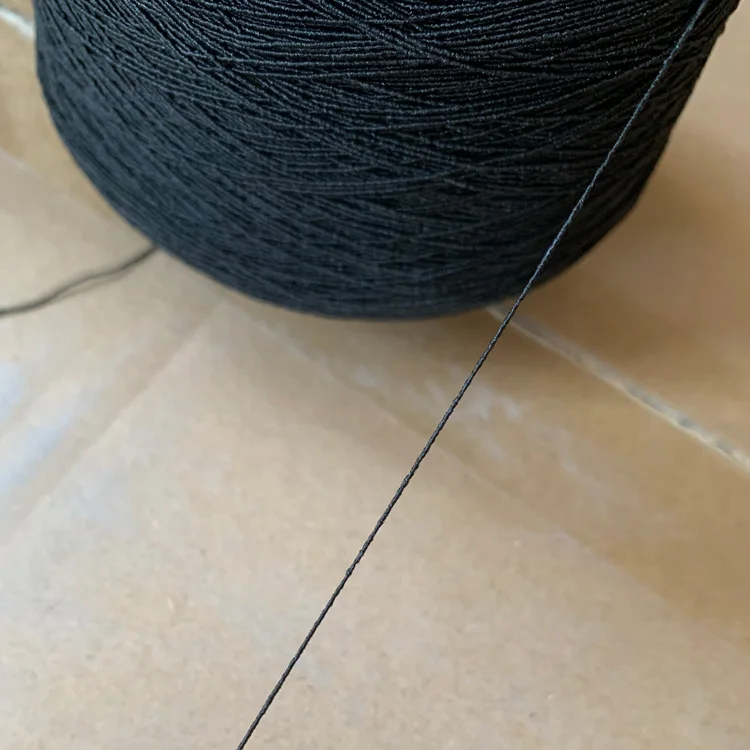 factory price high quality latex cover polyester elastic thread for socks 100# black rubber yarn