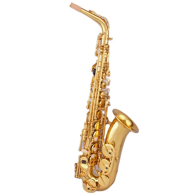 High F# Eb Key Golden Lacquer Surface Musical Instrument Alto Saxophone