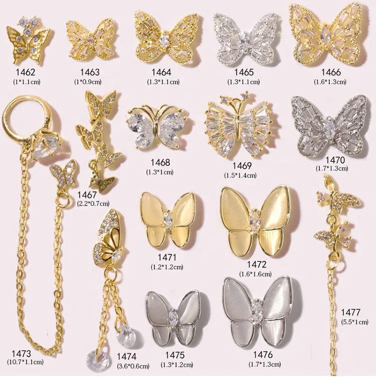 
Butterfly Charm Zircon Alloy 3D Nail Art Decorations Luxury Shiny Crystal Pendant Jewelry Manicure Design Accessories 