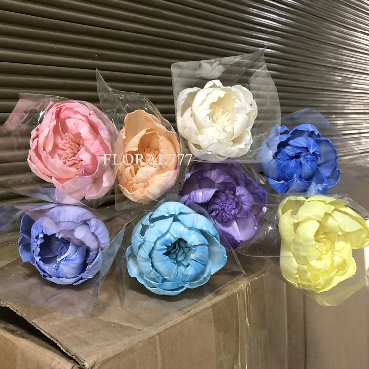 Various Size Dried Flowers Fragrance Handmade Chrysanthemum Peony Daisy Sola Wood Flowers