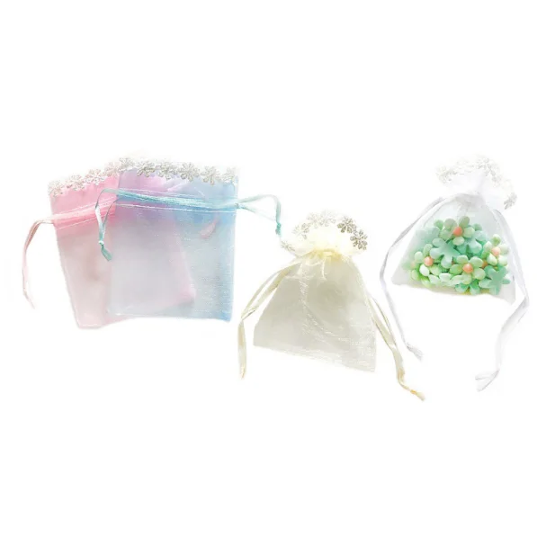 Lace wedding candy jewelry cosmetics gift organza drawstring bag