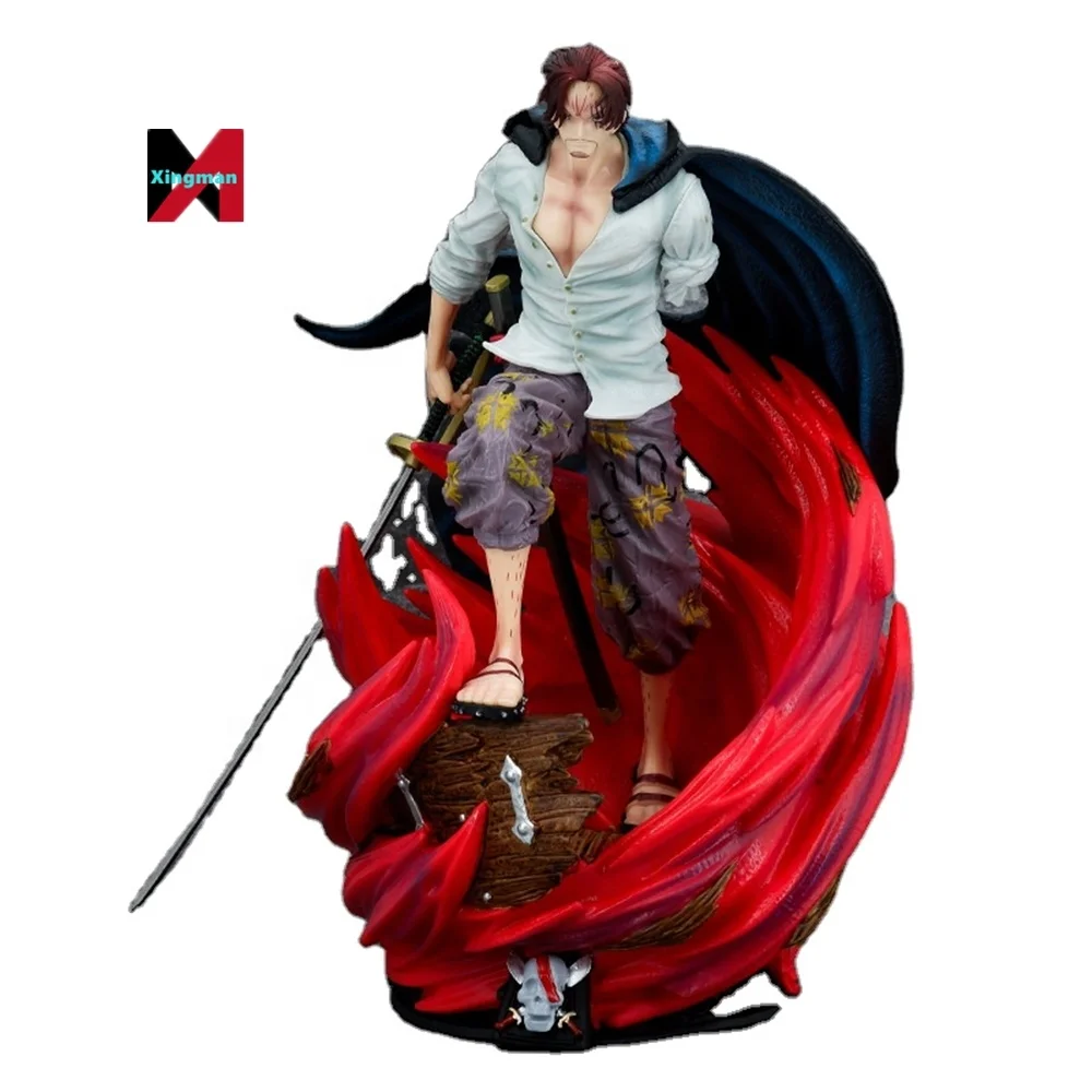 Animation Red Hair Shanks Four Kings GK Scene Statue Model Toys Box Action Figure One Pieced