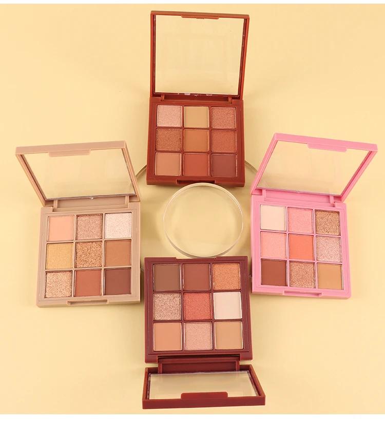 Wholesale Shimmer Shiny Makeup Eyeshadow Palette Vegan 9 Colors Glitter High Pigmented Eye Shadow Private Label