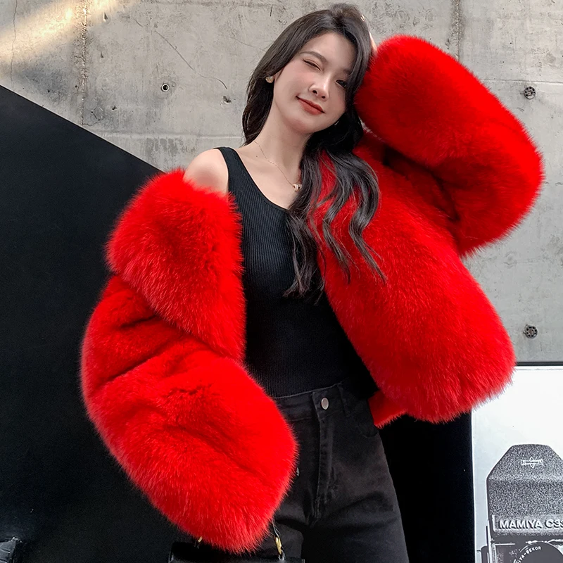 New Product Elegant Fur Women Winter Warm 100% Real Fox Fur Coat Outwear Genuine Warmth White Fox Fur Coat