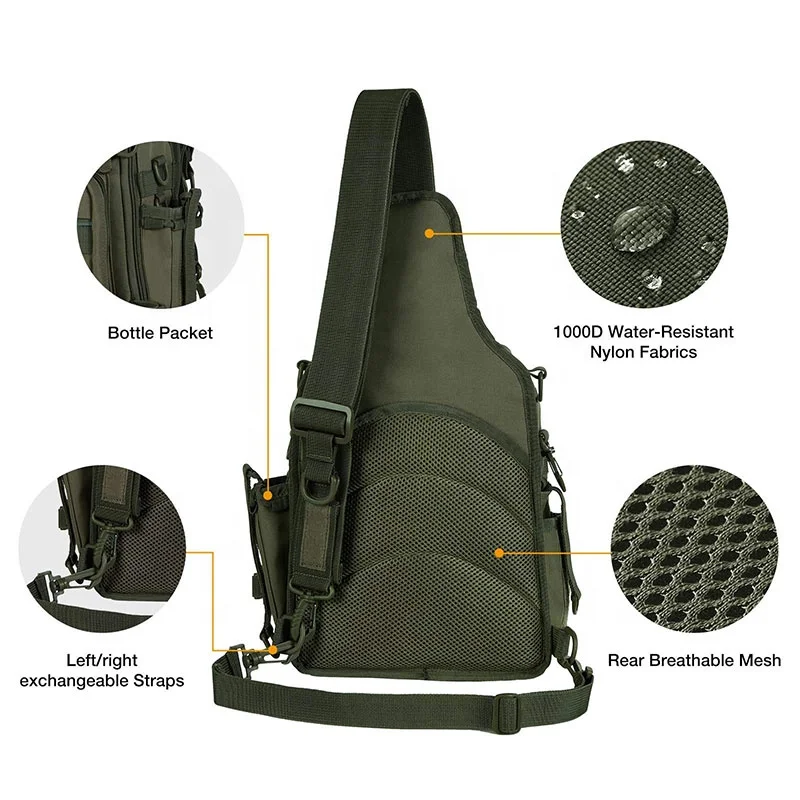 Уличный рюкзак через плечо, сумка-слинг для рыболовных снастей