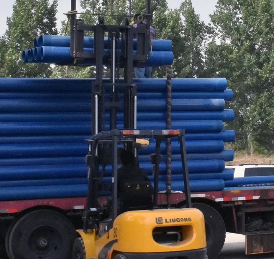 Large Diameter 100-255mm pvc pipe blue well casing Pipes with threaded connection for borewells