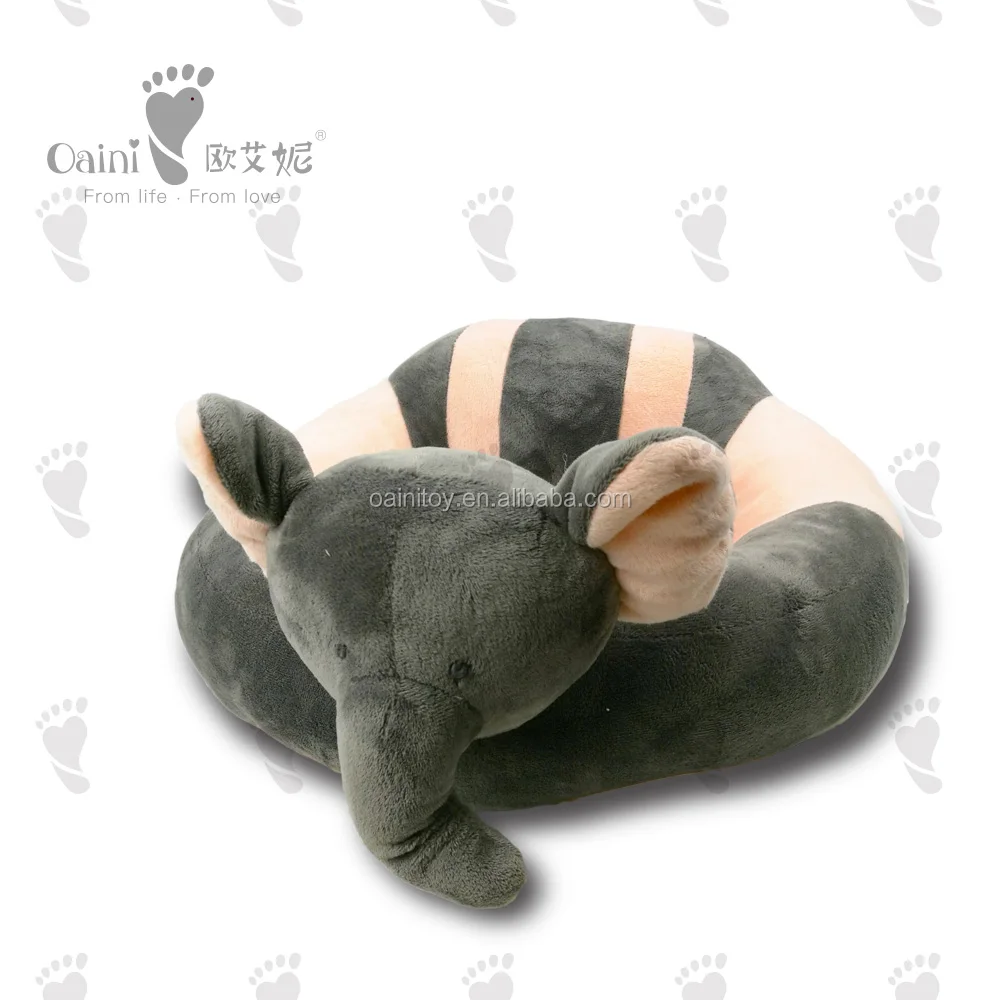 Factory Popular Cotton Learning Baby Sofa ODM OEM Cute Plush Animal Baby Feeding Chair Grey Elephant Infant Sofa