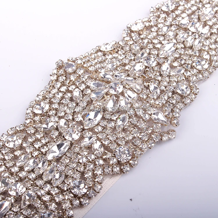 
China Cheap Studded Belt Crystal Woman Design Belt Applique for Wedding Dress Sash rhinestone belt 