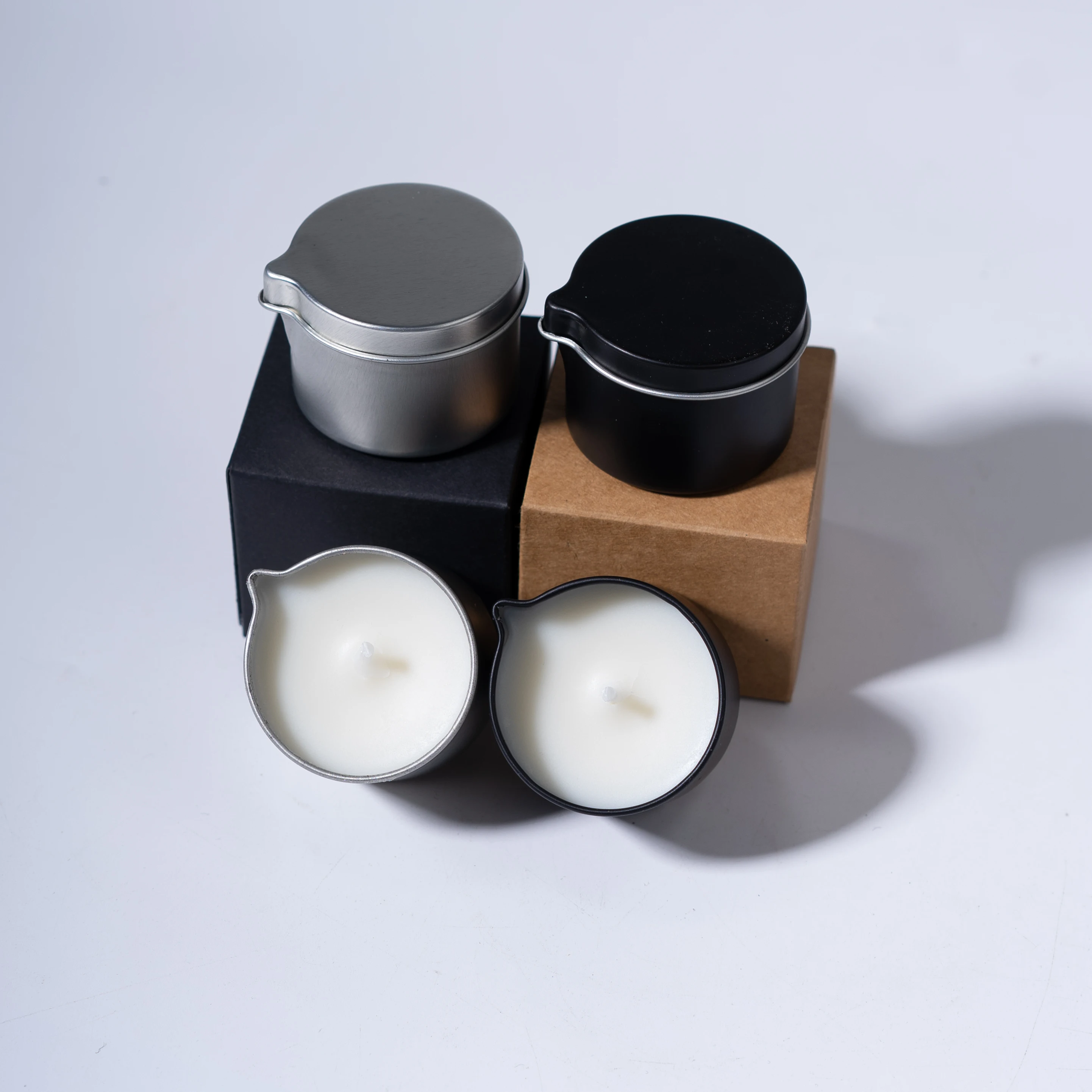 Wholesale Body Spa Massage Oil Candle Tin Container  Massage Candle  With Spout