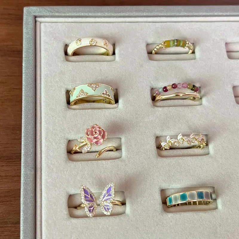 Fashion Jewelry New Colorful Butterfly Ring Adjustable Opening Enamel Rings Creative Design Ring Finger decorations For Women