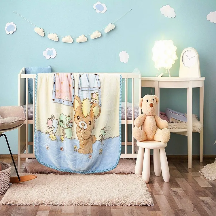 
Knitted lovely pattern 100% polyester cravity cartoon flannel baby blanket embossed 