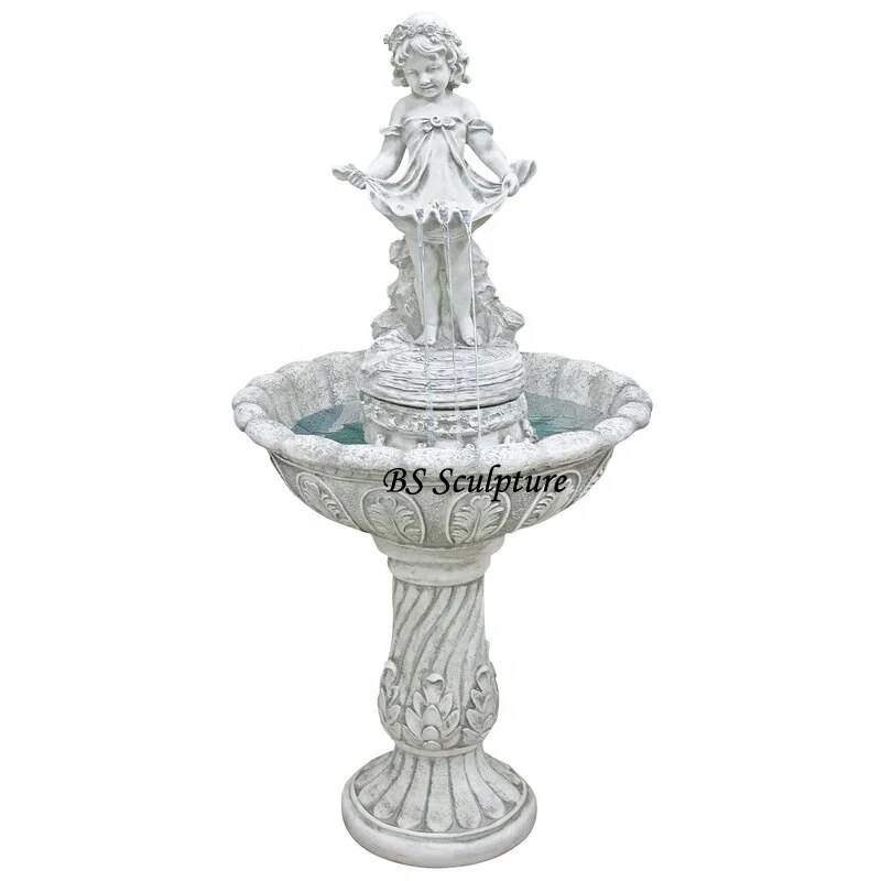 2 tier cherub stone garden water fountain sculpture for sale