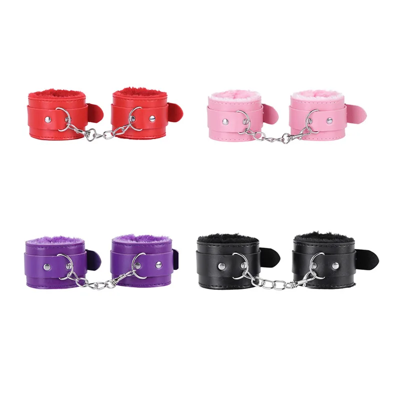 4 Color Leather Handcuffs Adult Sex Products Plush Anklecuffs Restraint Bondage Handcuffs For Couple Sex Toys