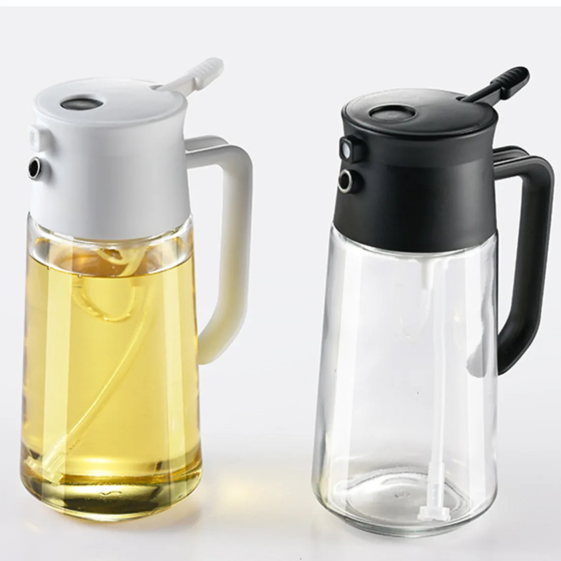 2 in 1 Olive Oil Sprayer and Oil Dispenser 500ML Glass Bottle Oil Pot Spray Mister for Cooking,Kitchen,Salad,BBQ,Air Fryer