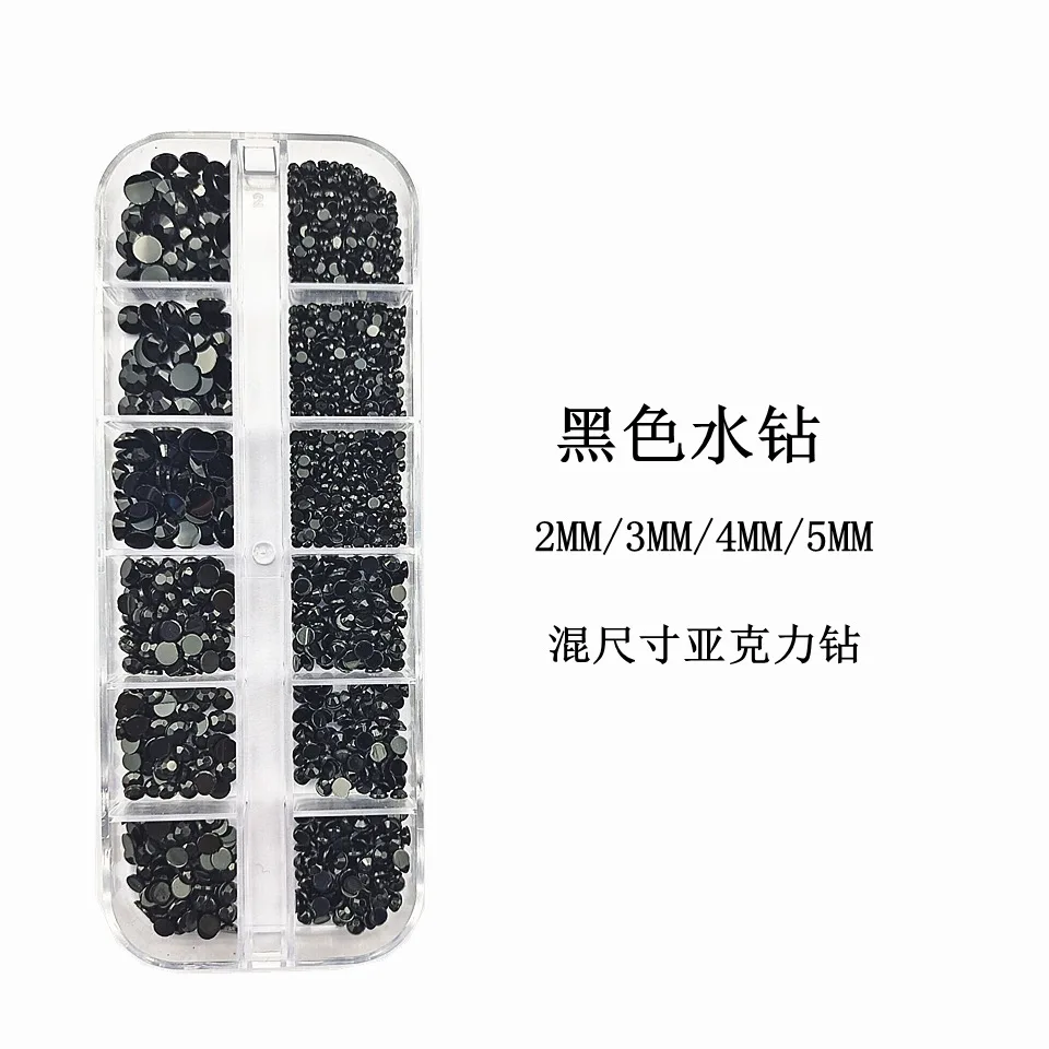 AB Crystal Clear 3D Flat Bottom Nail Rhinestone Dazzling Diamonds Flat Back Wheel Nail Art Decoration Mixed Size Press Fingers