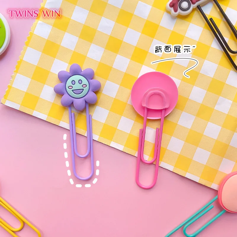 Metal Stationery 2Pcs/Set Cartoon Colorful Paper Clip Creative Student Bookmark 741