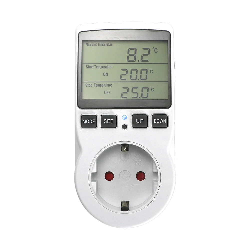 Minco Heat LCD Display 16A 220V Digital Room Thermostat EU Plug in Thermostat EU Socket For Electric Floor Heating System