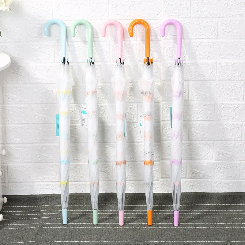DD1227   Fashion Clear EVA Umbrellas with Printing Cute Pattern Kids Parasol Transparent Matte PVC Umbrella