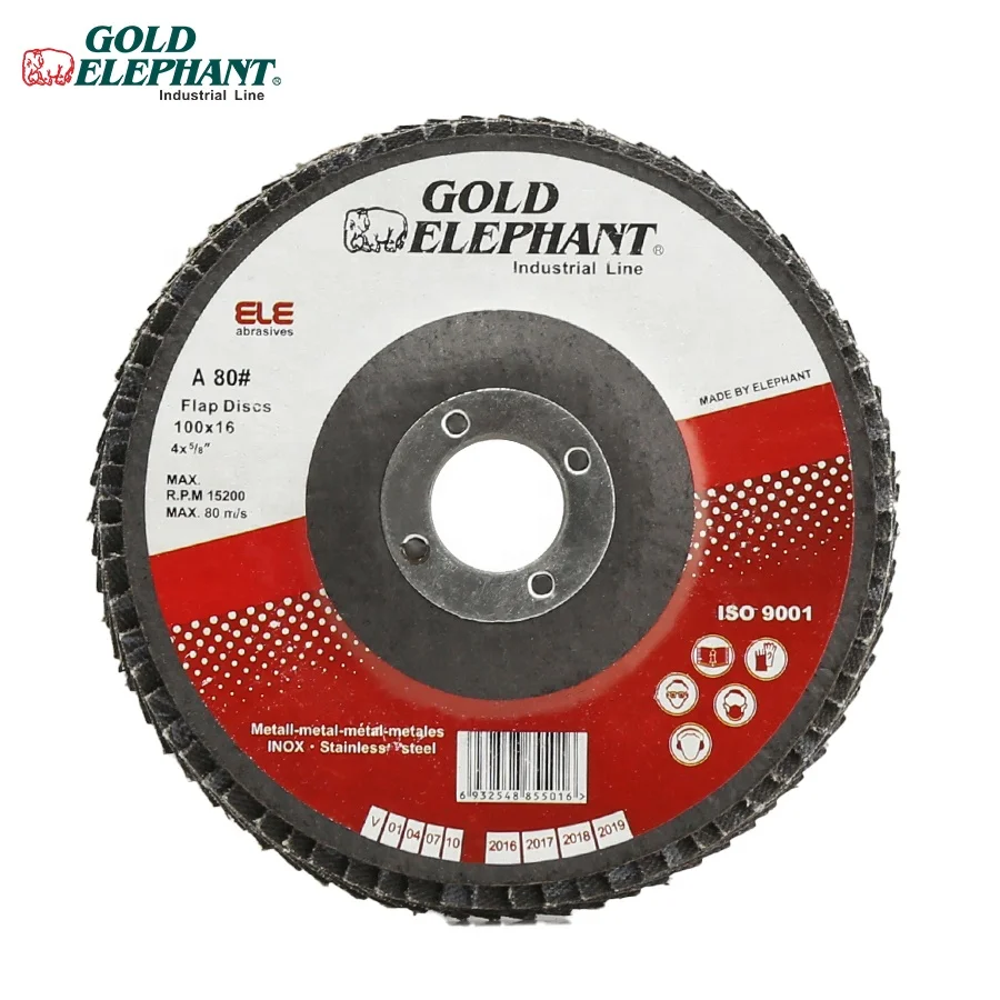    Gold Elephant buffing flap wheel 4 inch 100mm flap disco for  metal and stainless steel 
