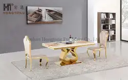 Marble gold stainless steel base dining table modern dining room furniture