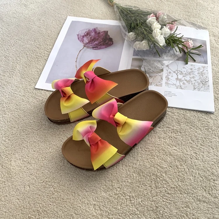 designer sandals 2021 new fashion shoes with colorful and beautiful bows cork sole anti-slippery open toe for women in best material