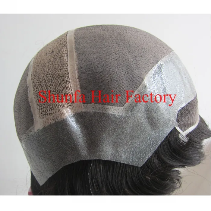 Оптовая продажа супер тонкая кожа 100% человеческие волосы мужской