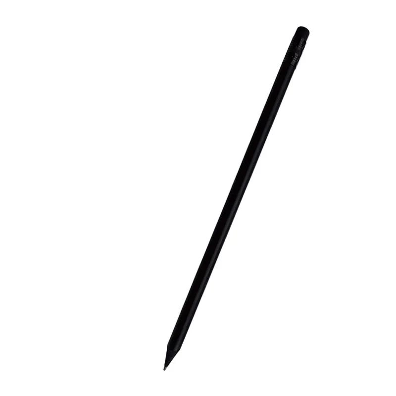 Hot Sale Black Wood Resin Student Pencil Laser Logo Business Hotel HB Pencil With Eraser