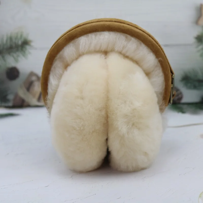 Winter Unisex Natural Wool Ear Cover Soft Genuine Sheepskin Fur Ear Muffs Real Sheep Fur Ear protection