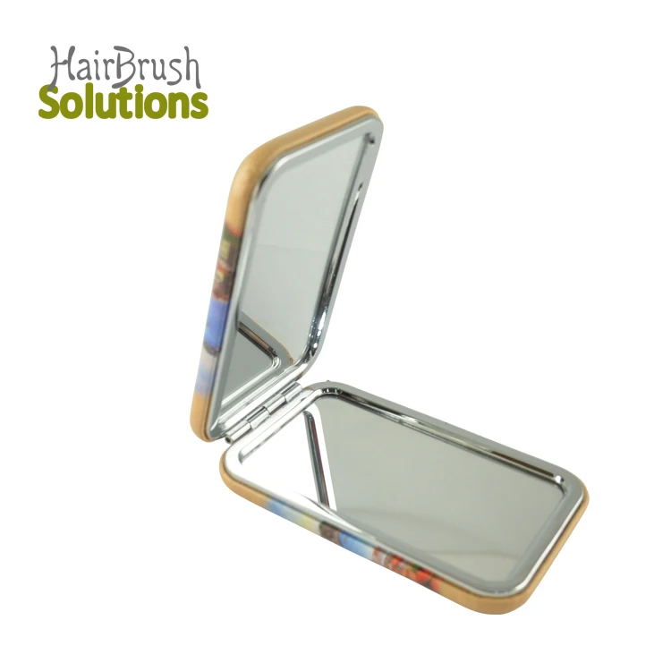 High Quality Luxury Customized Small Mini Craft Double Sided Mirror PU Leather Compact Fold Makeup Pocket Mirrors with Logo