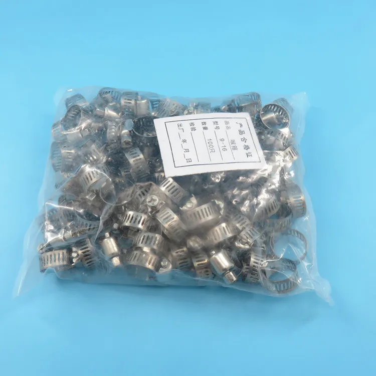 9mm-16mm Stainless Steel Mini Fuel Line Pipe Hose Clamp Clip Optional Size for Air Hose Water Pipe Fuel Hose Silicone