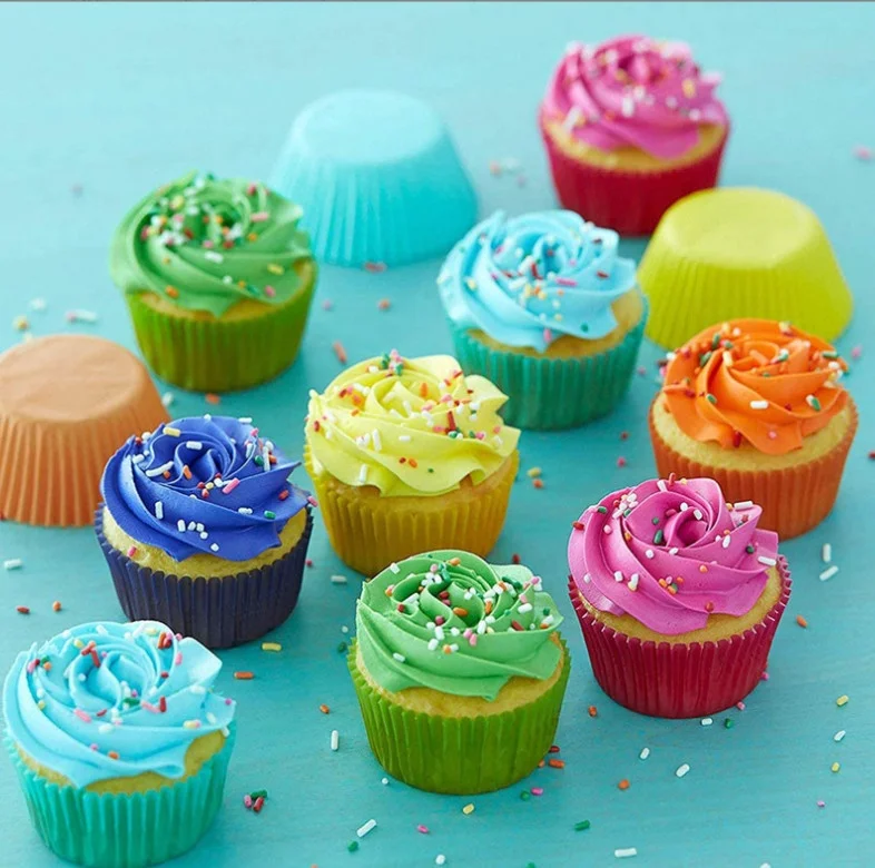 Solid color Muffin Liners Polk Dot Printed Cupcake Liners Cake Paper Baking Cup
