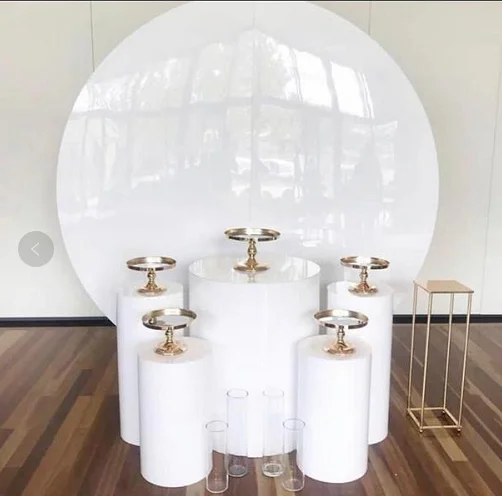 
Wholesale Acrylic White Round Plinth & Backdrop Wedding Display Stand for Wedding Stage Decoration  (62398704098)