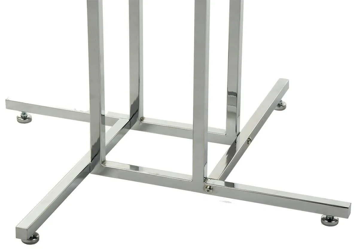 High Quality Heavy Duty Chrome 4 Ways Garment Clothing Display Rack with 4 Adjustable Slanted straight Arms
