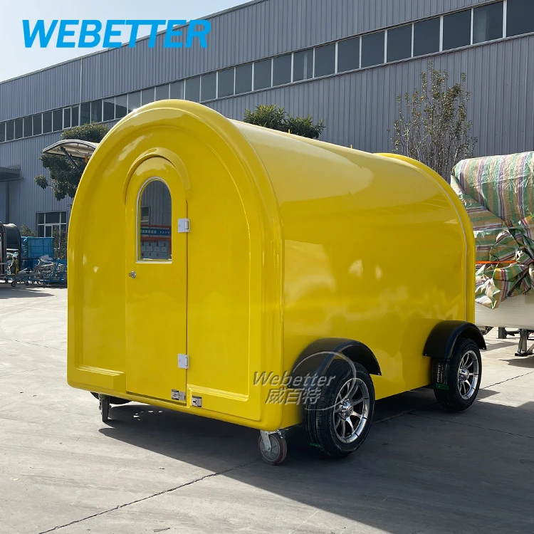 Street Small Mobile Kitchen Fast Food Trailer Pizza Burger Food Truck Fiberglass Mini Food Cart With Wheels For Restaurant