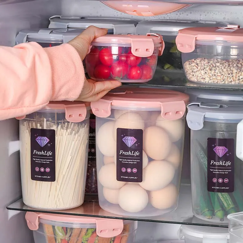 Large Capacity Moisture - Proof Storage Box Buckle Transparent Kitchen Grain Storage Tank Crisper for Microwave Refrigerator