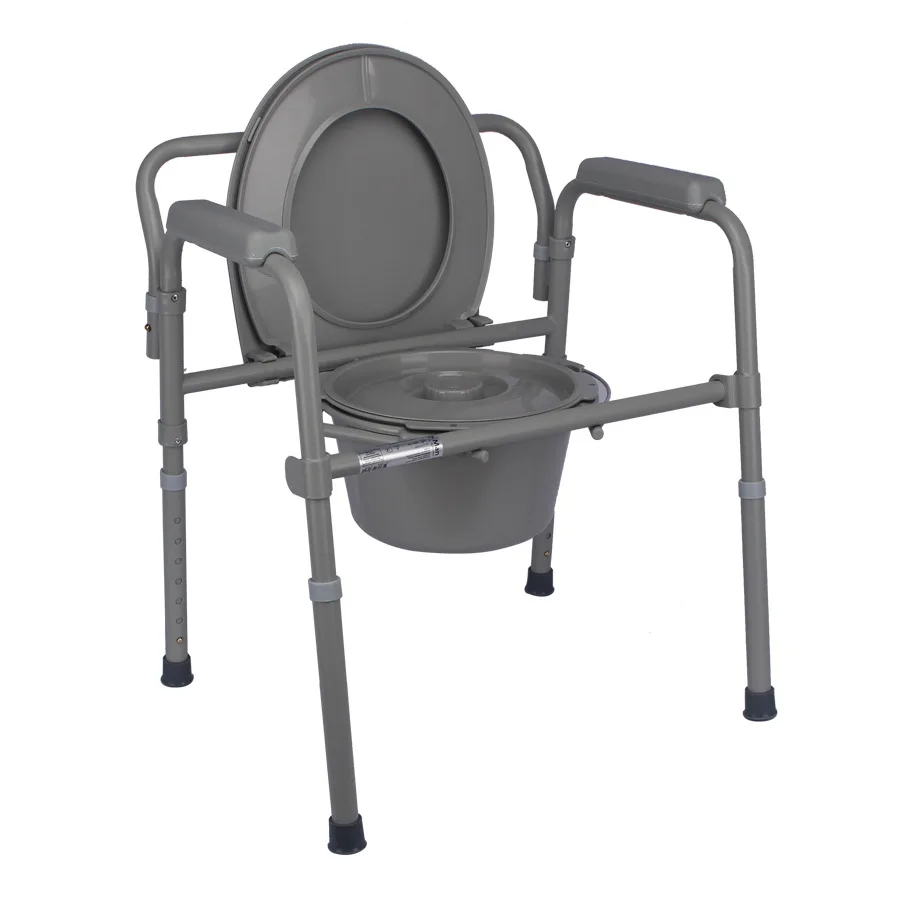 New 3 in 1 Bedside Foldable Commode Chair Portable Toilet Seat for Elderly