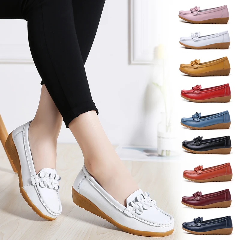 Latest Design Fashion Female Flat Women Leather Loafers Shoes