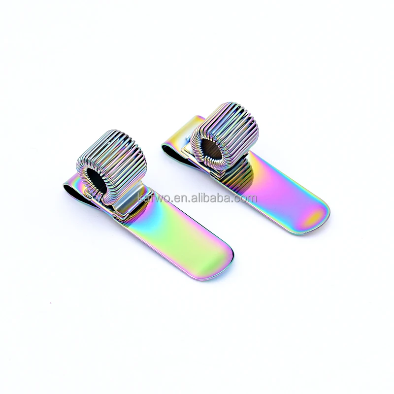 Rainbow Color Single Loop Metal Spring Pocket Pen Holder With Pocket Clip