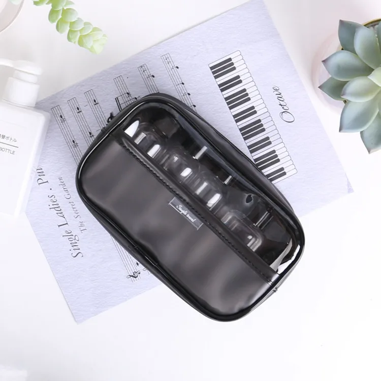Newest waterproof PVC square transparent makeup cosmetic bag set for travel