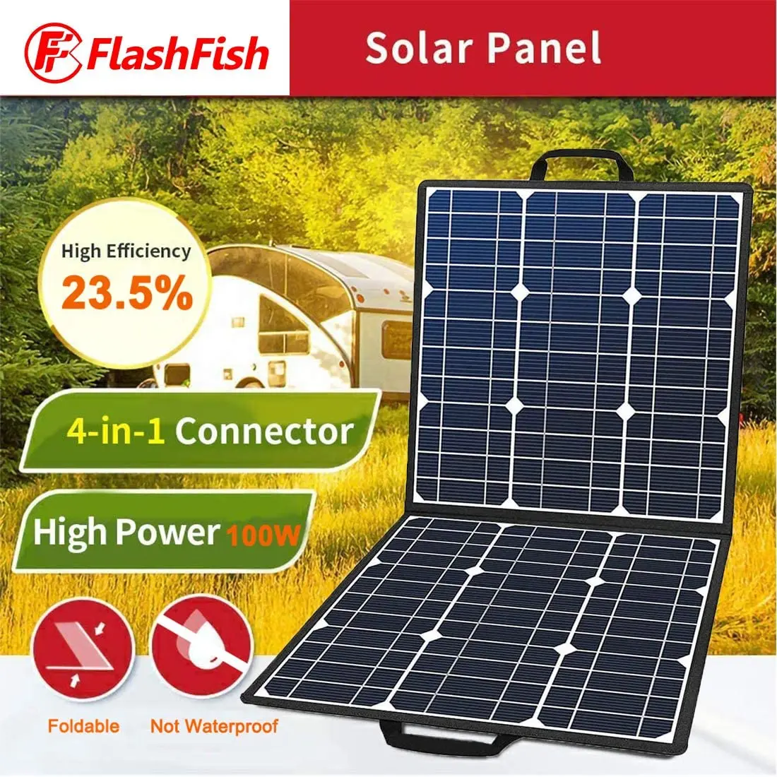 Top Quality Foldable Solar Panel Camping 100W 5V 18V Portable Outdoor Solar Charger Solar Panel