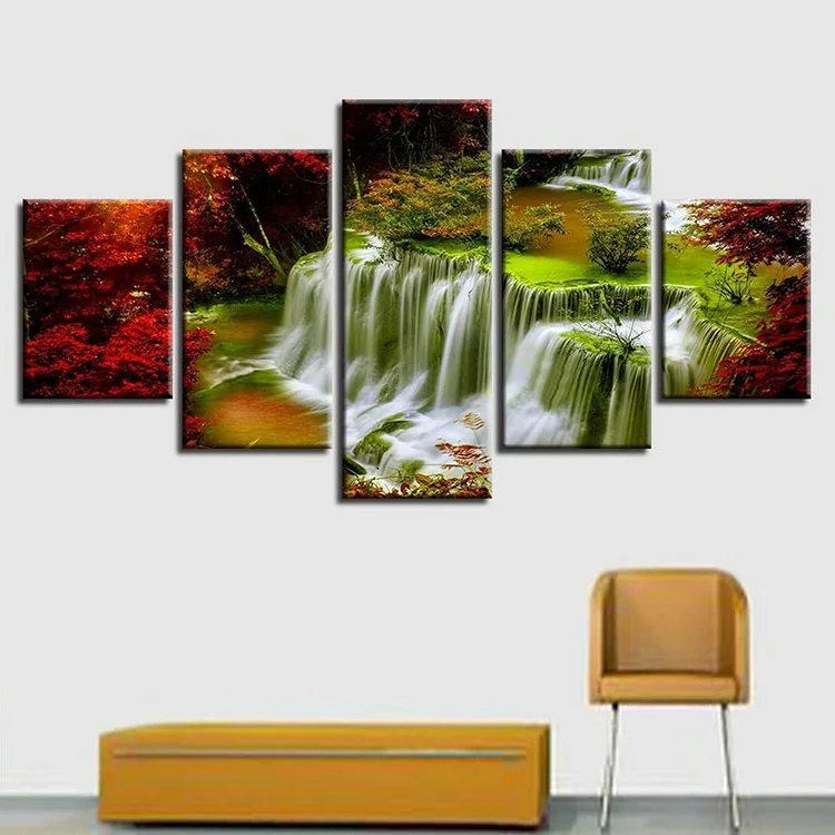 EAGLEGIFTS Custom Canvas Print Wood Frames Decoration Waterfall Picture Decorative Adornment Paintings Set Wall Art Home Decor