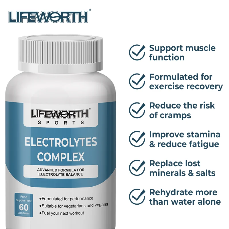 LIFEWORTH Post Workout Electrolyte Capsules with Vitamin D Endurance Sports Nutrition Running Supplements