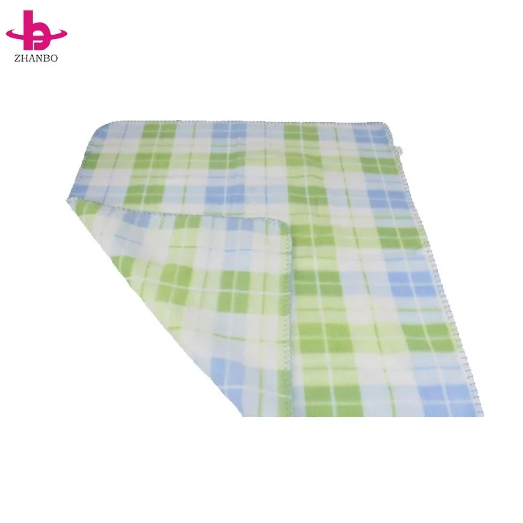 Rotary Screen Printing Simple Plaid Printed Polar Fleece Baby Blanket/ Knitted Soft Touch Baby Blanket