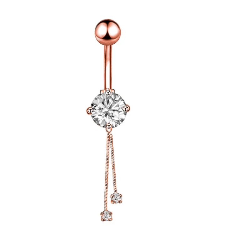 Rose Gold Silvercolor Navel Body Piercing Jewelry Beautiful Belly Button Ring Navel Dangle Body Piercing Jewelry